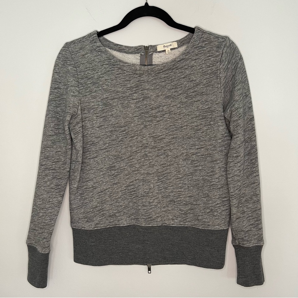 Madewell Gray Sweatshirt with Back Zipper – Size XS